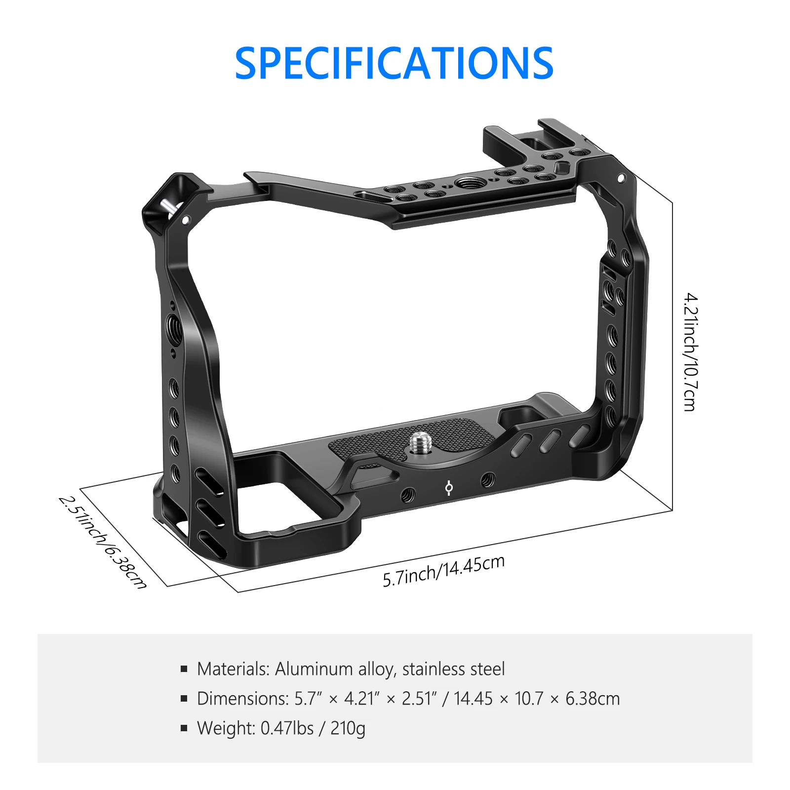 

Neewer VS102 Camera Cage For Sony Alpha 7S III A7S3,DSLR Rig Stabilizer with 1/4 & 3/8 Threads and Cold Shoe for Vlogging
