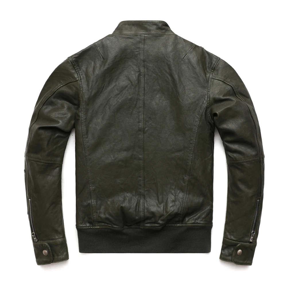 

Men Leather Jacket Soft Slim Fit Super 100% Tanned Sheepskin Genuine Leather Jackets Men Coat Autumn Spring Clothing M465