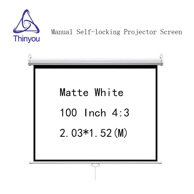Проектор Thinyou с самоблокировкой 100 дюйма 4:3 матовый белый|Проекционные экраны| |