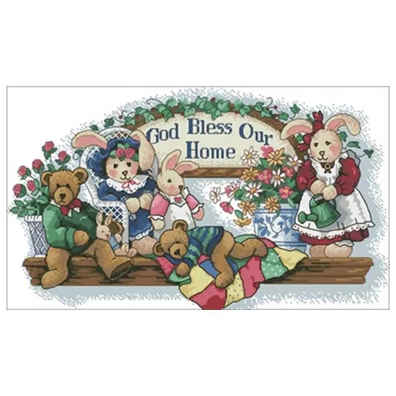 

Bunny and bear patterns Counted Cross Stitch 11CT 14CT 18CT DIY Cross Stitch Kits Embroidery Needlework Sets