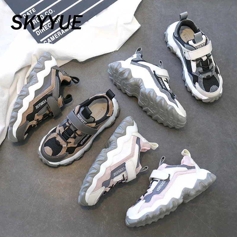 Kids Sport Sneakers Boys Brand Running Shoes Baby Girls Black Chunky Children Mesh Casual Trainers Spring New | Детская одежда и