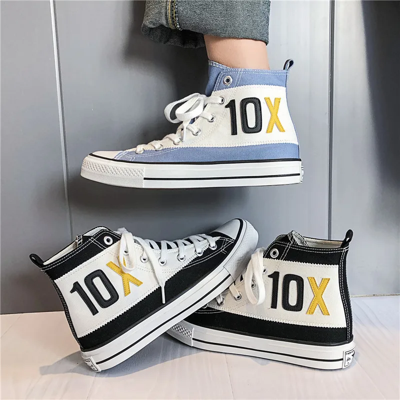 

Spring Autumn Men Casual Shoes High Canvas Sneakers Patch Sewing Comfortable Breathable Lace up Male Shoes Zapatillas de deporte