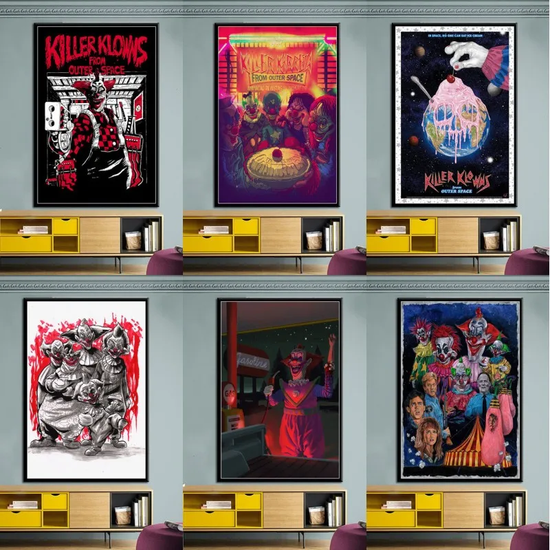 

New Comic Killer Klowns from Outer Space Horror Movie Poster Prints Canvas Oil Painting Art Wall Pictures Living Room Home Decor