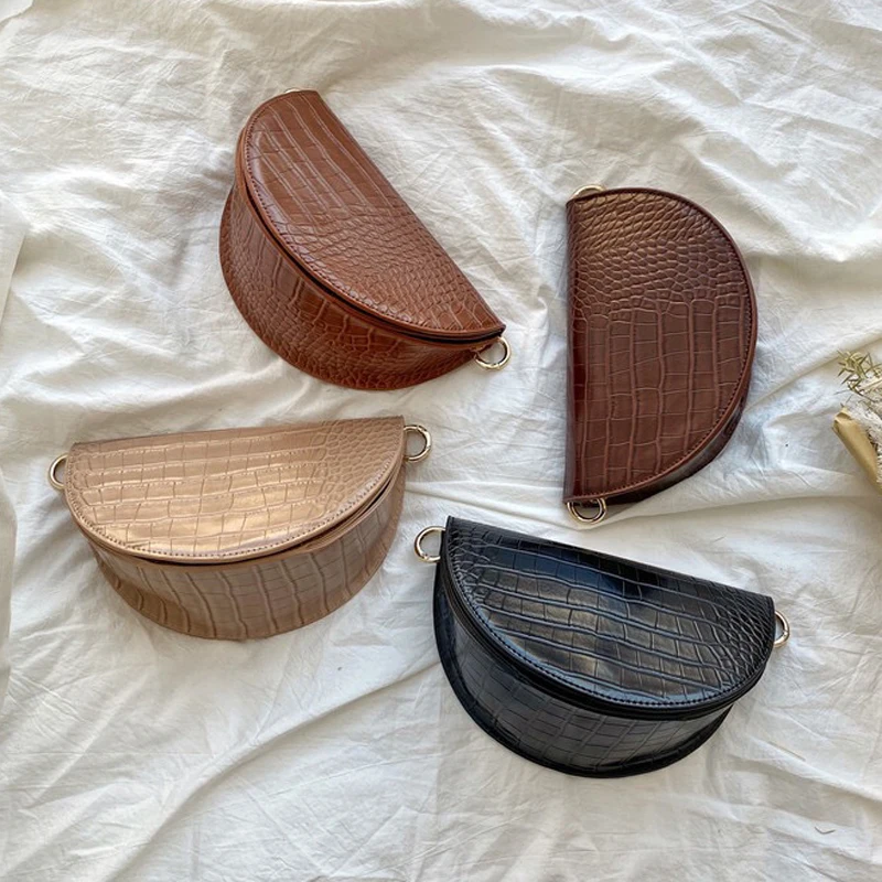 Маленькая однотонная сумка из искусственной кожи аллигатора через плечо для