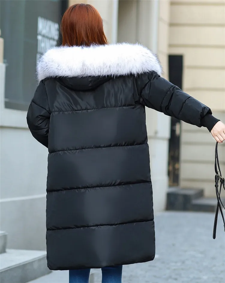 Большие размеры, XL-7XL, женские зимние парки, пуховая хлопковая куртка с меховым воротником, с капюшоном, утепленная длинная куртка с хлопковой подкладкой, большие размеры 2915