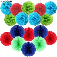 17pcs tissue paper fans pinwheels hanging flower balls crafts boy girl baby showers wedding birthday christmas party decorations