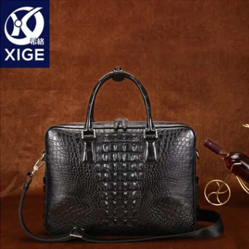 Xige Крокодил Портфель Мужская поношенная Коммерческая посылка натуральная кожа