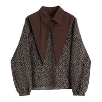 top and shawl 2 piece set for ladies loose retro floral print pullover printed long sleeve t shirt for ladies elegant korean top