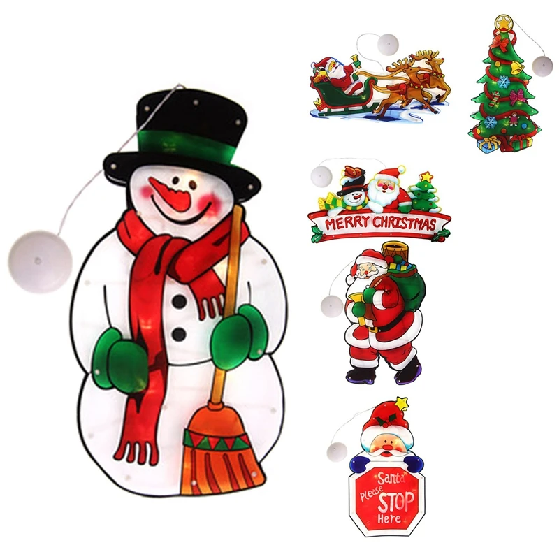 

Рождественские подвесные светильники на присоске для окон, Рождественская декоративная атмосфера, декор для сцены, праздничные декоративн...