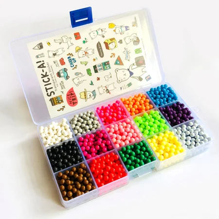 2200pcs 15colos DOLLRYGA, 6000 шт., 24 цвета, бусины-головоломки, Кристальный цвет, Aqua, сделай сам, бусины, набор для распыления воды, игры в мяч, 3D, волшебная игрушка ручной работы для детей - Цвет: 2200pcs 15colos