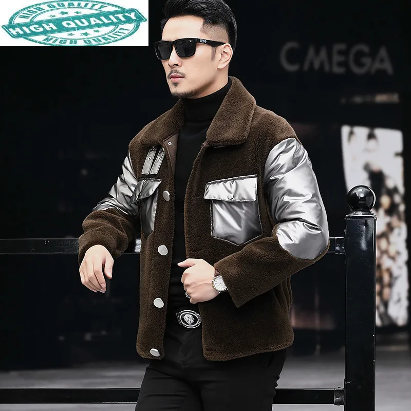 

Jacket Men New Men's Winter Down Jackets Male Ultra-light Clothes Real Sheep Shearling Coat Ropa De Hombre LXR422
