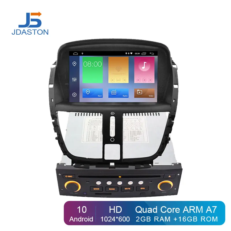 JDASTON Android 10 0 автомобильный DVD-плеер для Peugeot 207 2007-2014 1 Din автомобильное радио
