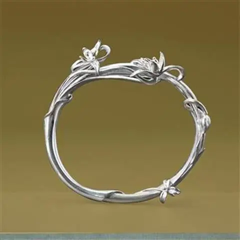 

Designer original new handmade ethnic style carved orchid silver solid bracelet ladies cold style exquisite silver jewelry