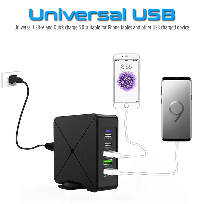 USB зарядное устройство STOD PD 45 Вт Быстрая зарядка 3,0 USB-C Быстрая зарядка для iPhone 11 Pro X 8 Macbook huawei samsung S10 Mi type C адаптер