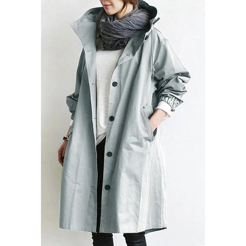 

Fashionable British Style Loose Spring Autumn Comfortable Women's Clothes Simple Classic Windbreaker Female