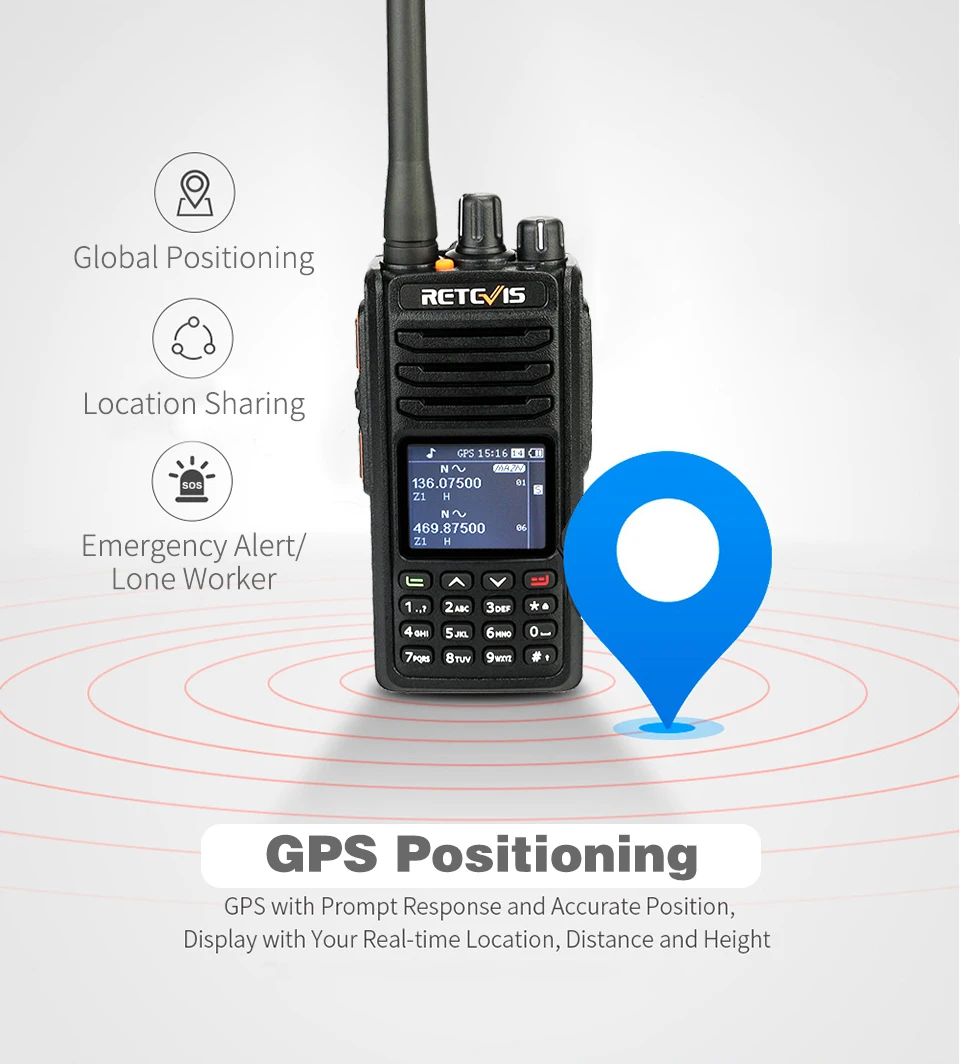Retevis RT52 цифровой двухдиапазонный gps DMR Радио рация VHF UHF двойной PTT до 4000 каналов двухстороннее радио портативный