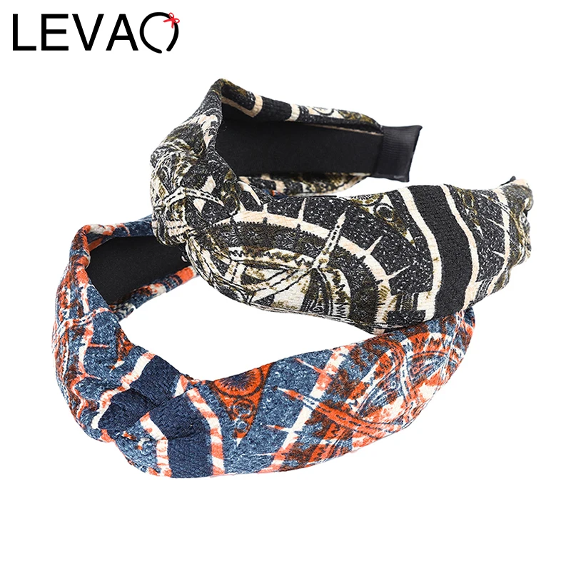 Обруч для волос LEVAO в стиле бохо с принтом Женский повязка на голову перехлёстом