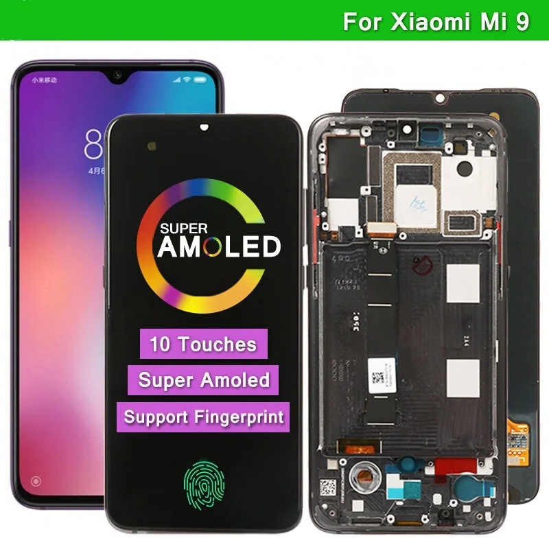 

ЖК-дисплей OLED для Xiaomi Mi 9, дисплей 10 касаний, экран для Xiaomi Mi 9, сменный ЖК-дисплей для MI9 Global M1902F1G, экран с дигитайзером