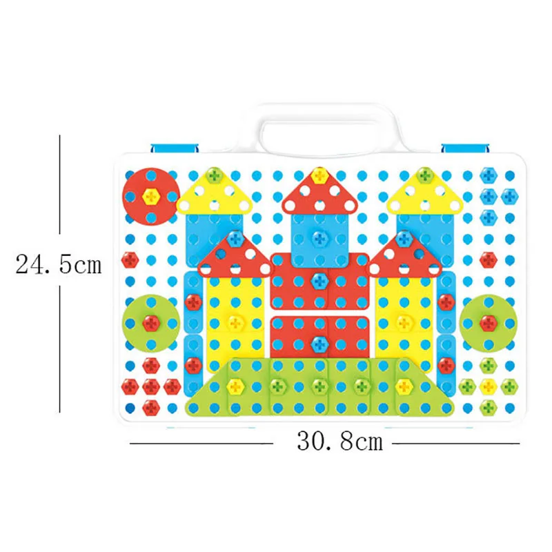 

Children'S Building Block Toy Drill Screw 3D Creative Mosaic Puzzle Toy Assembly Building Block Toolbox Boy Girl DIY Toy
