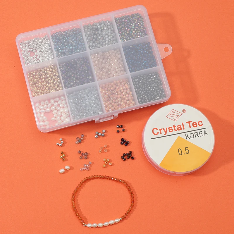 1 Box 2mm Faceted Crystal Rondelle Glass Beads Fresh Water Pearls Metal Beads for Jewelry Making