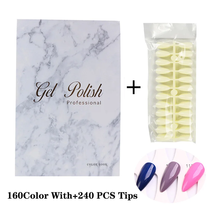 

160PCS Color Nail Art Display Book Gel Nail Polish Color Card Chart Painting DIY Nail Showing Shelf