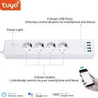 Удлинитель Tuya Smart WIFI, стандарт ЕС, 4 разъема и 4 USB-порта, совместим с Alexa echo и Google Nest