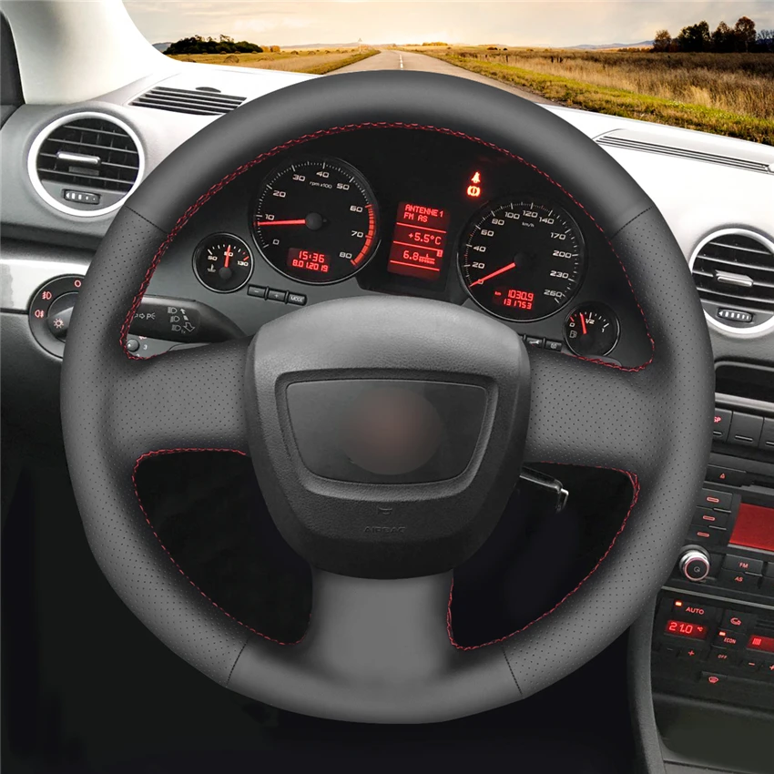 MEWANT черная искусственная кожа чехол на руль для Audi A3(8 P) Sportback A4(B7) Avant A6(C6) S4 Seat Exeo 2009-2012