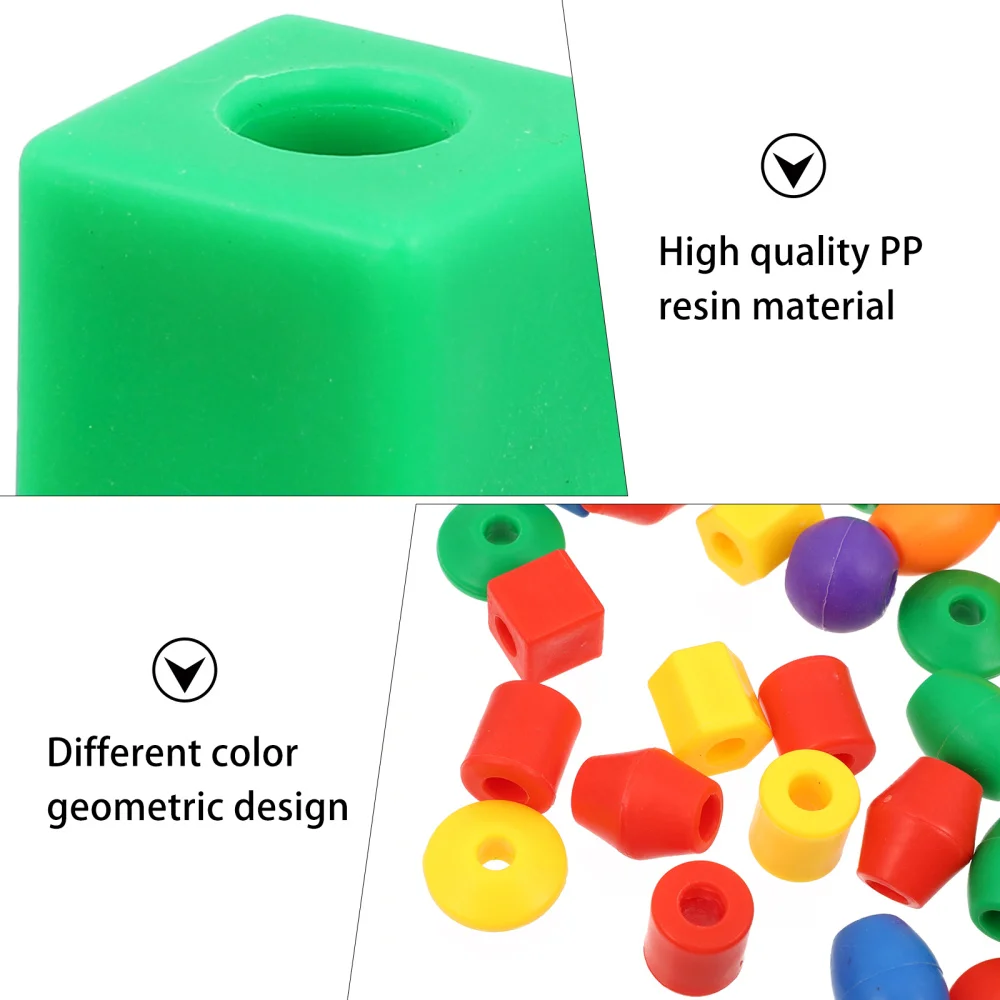 

About 140pcs Kids Lacing Beads Educational Geometric Beads Activities