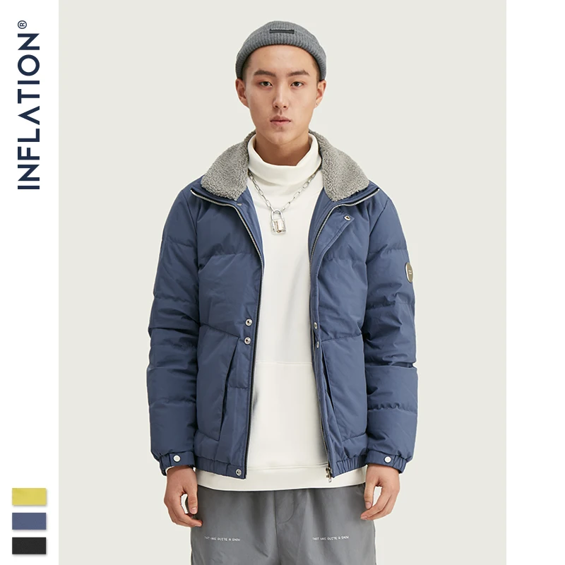 Новинка 2019 модный однотонный теплый мужской пуховик зима хип хоп стиль шерстяной