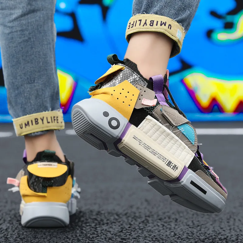 Кроссовки мужские дышащие разноцветные на платформе повседневные 2021 трендовые