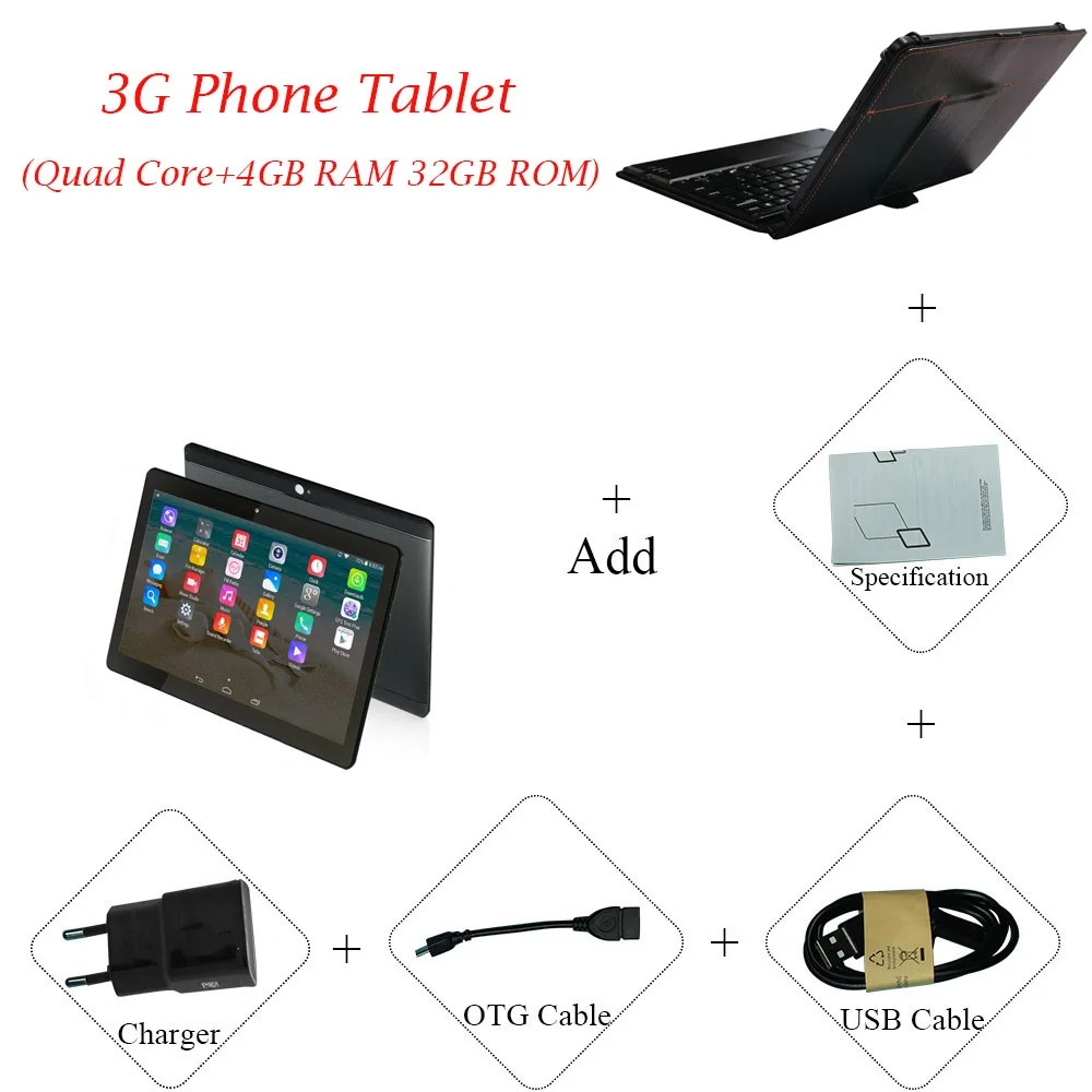 3G Add AN80 keyboard ANRY, 10 дюймов, тачпад, планшетный ПК, Android 7,0, 3G/4G, фаблет для телефонных звонков, 4 Гб ram, 64 ГБ rom, 1280x800, ips экран, Wifi, gps, Bluetooth - Комплект: 3G Add AN80 keyboard
