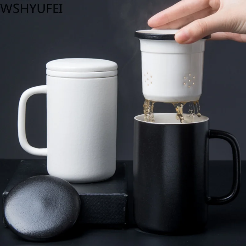 Индивидуальная керамическая чайная чашка с крышкой фильтр креативная для офиса