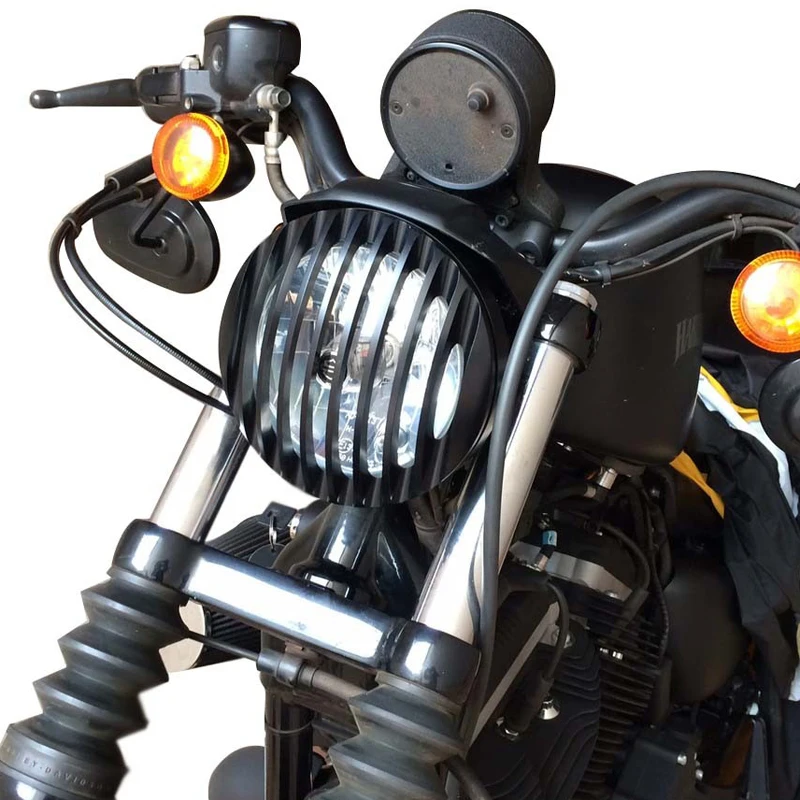 Черный 5 75 &quot5 3/4" светодиодный налобный фонарь чехол для гриля Harley Sportster 883 1200 XL