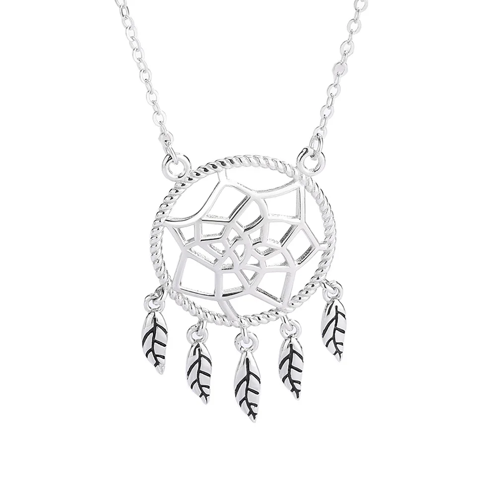 

SODROV 925 Sterling Silver Luxury Dream Catcher Sterling Silver Leaf Necklace for Women Silver 925 Jewelry