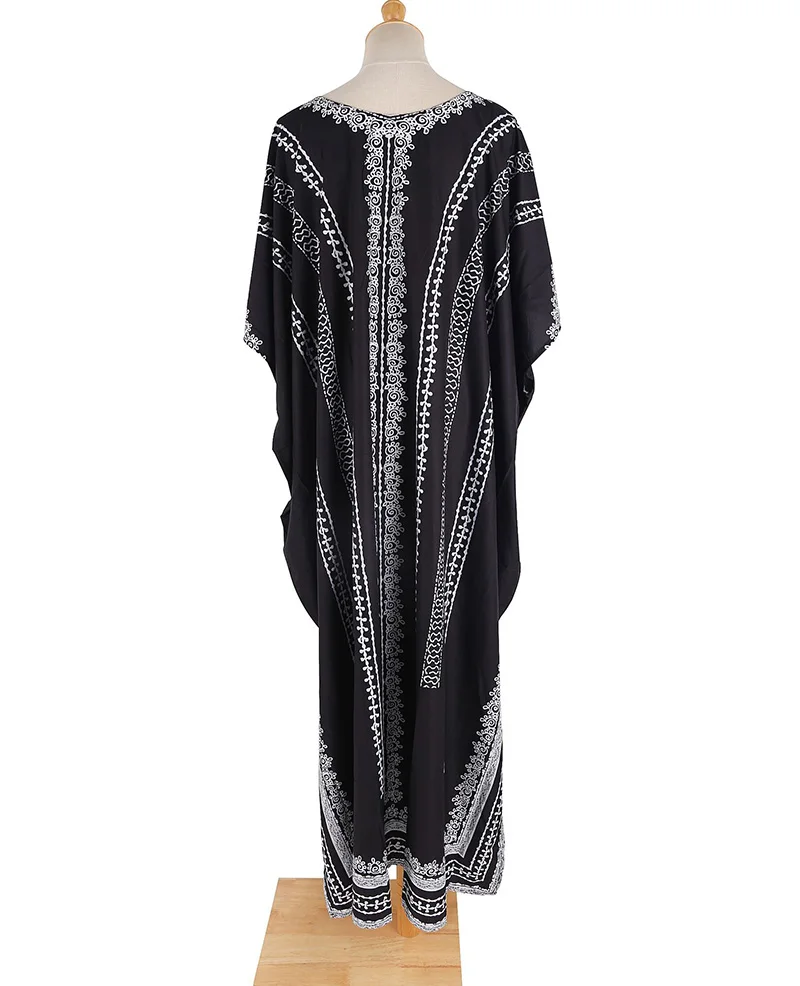 

Fitshinling Vintage Summer Long Dress 2021 New Oversized Beach Cover Up Print Loose Straight Holiday Kaftan Bohemian Pareo Sale