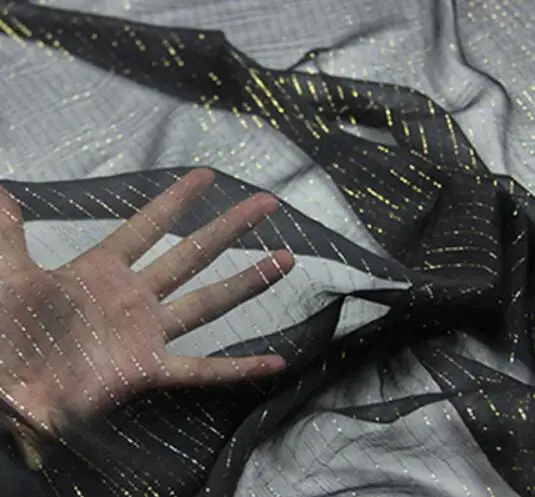 Шелковый жоржет шифон мерцание металлик жаккардовые блестящего шелка ткань для