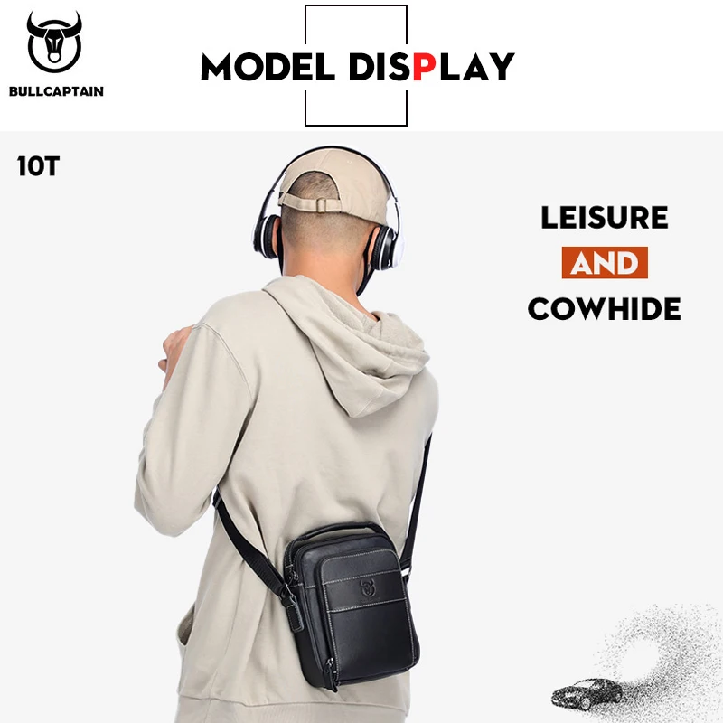 BULLCAPTAIN men's first layer leather shoulder bag leather messenger bag casual retro soft leather multi-function shoulder bag