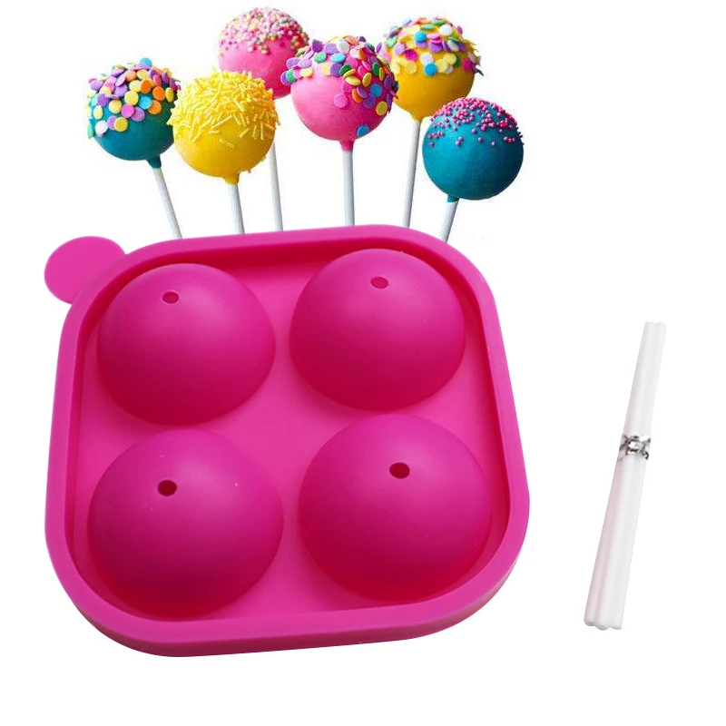 4 полостная силиконовая форма для леденцов с поп присосками|Принадлежности