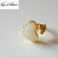 kissflower ri133 fine jewelry wholesale fashion woman girl bride birthday wedding gift vintage heart 24kt gold resizable ring