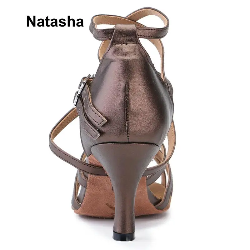 Женская обувь для бальных танцев Natasha латинских коричневая замшевая на высоком