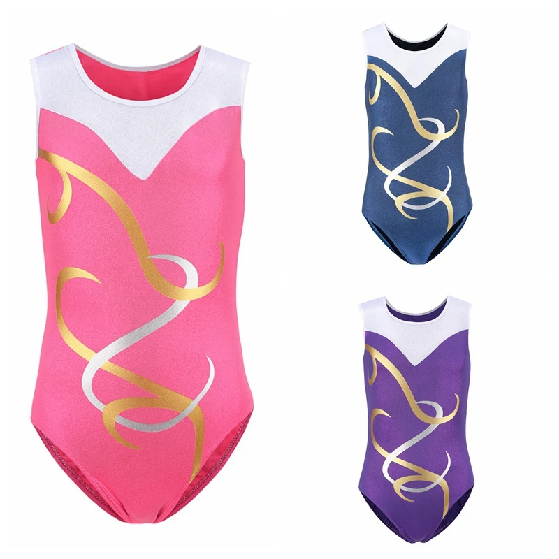 

5-12 Years Girls Sleeveless Dance Clothes Child Striped Costumes Leotards Ballet Practice Gymnastics Dancesuit 2021