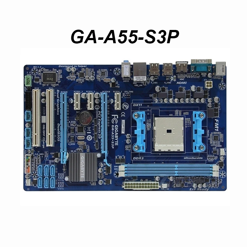Материнская плата для GIGABYTE настольная материнская A75 разъем FM1 A8 A6 A4 E2 32 ГБ ATX б/у |