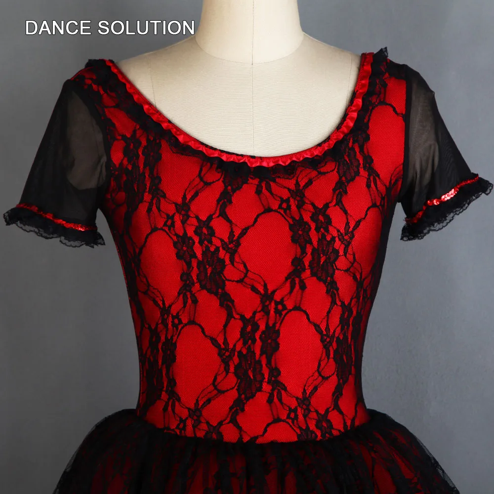 Романтическое балетное платье с красной планкой кружевом для детей и взрослых