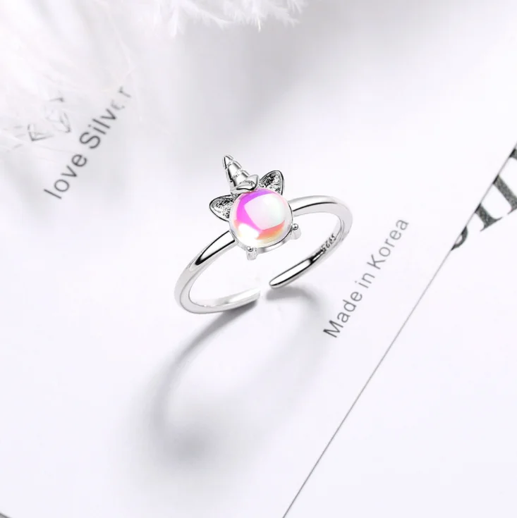 Ramos Neue изысканный Farbe Mondstein Einhorn Öffnung Ringe Für Schmuck Zubehör Party Geschenke | Украшения и