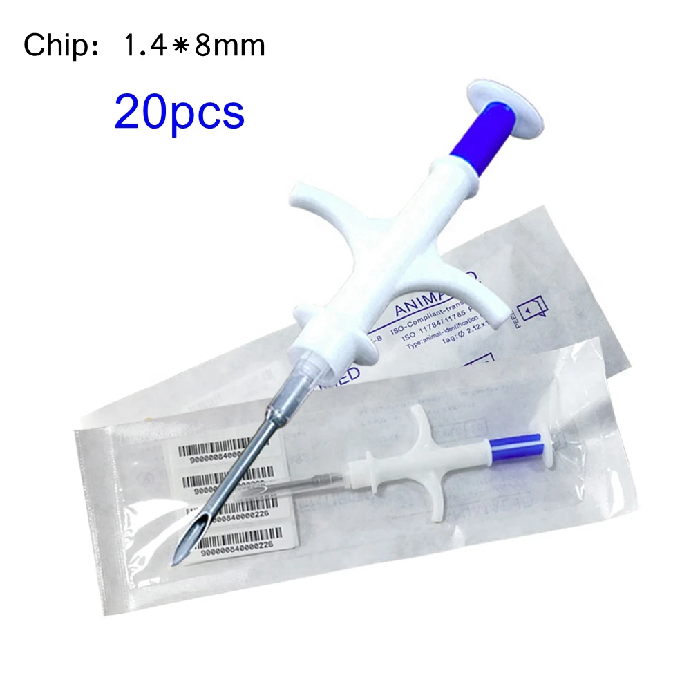 

20pcs Glass Transponder 1.4*8mm Capsule Dog Chip Cat Microchip Veterinary Syringe with Needle for Pet Arowana Identification
