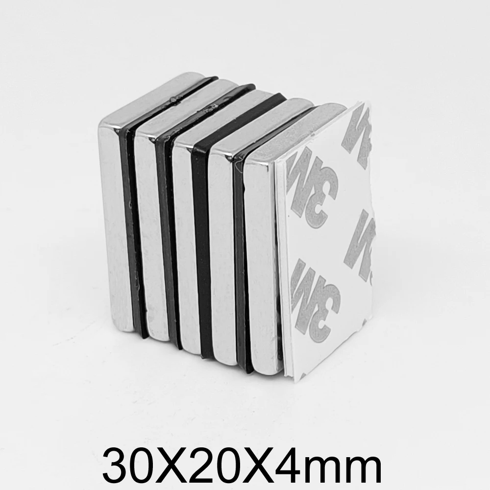 

2/5/10/15/20/30 шт. 30x20x4 мм сильный поисковый магнитный лист 30*20*4 блок постоянный неодимовый магнит с 3 м самоклеящимся 30x20x4