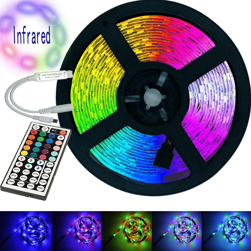 

With 44 Keys Remote Color Changing Led Lights RGB 2835 16.4ft for Bedroom, Home, Kitchen Decoration