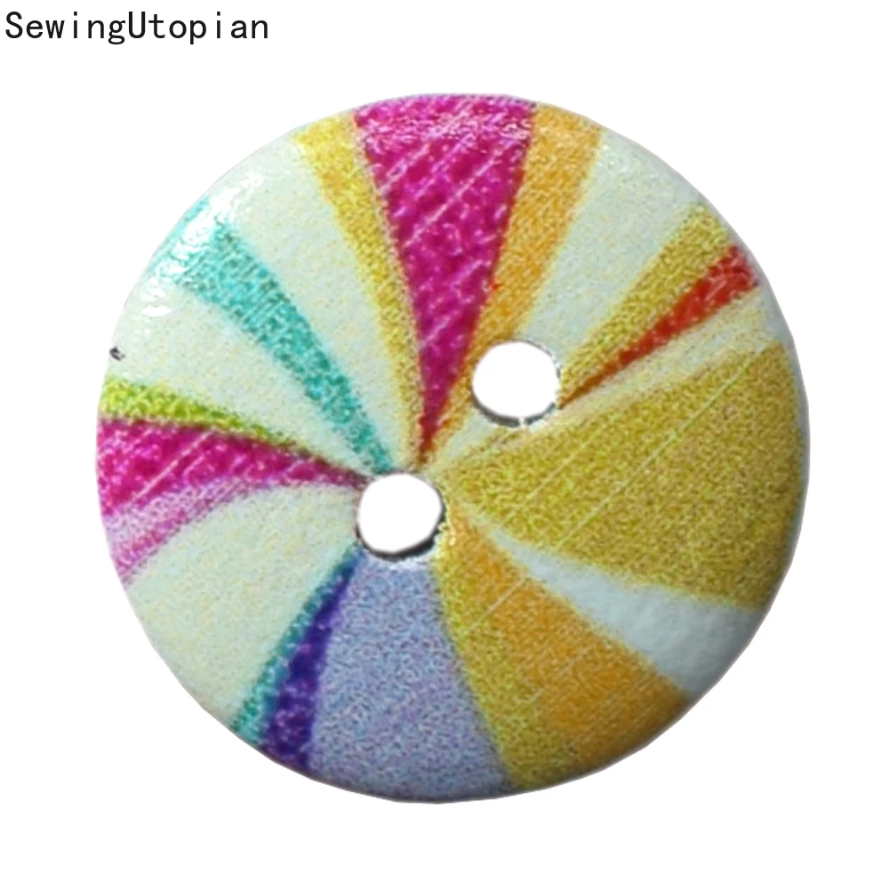 

100PCS 2 Hole Printing Flowers Round Wooden Buttons Home Clothing Decor Sewing Scrapbooking Card Making DIY 15mm Wood Button