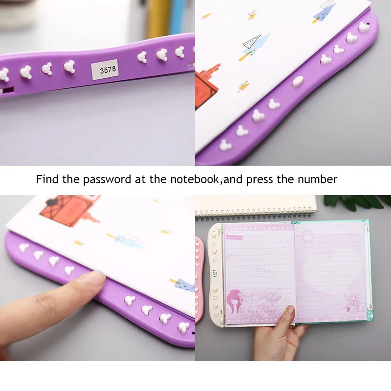 Милый блокнот с замком мультяшный Кот Медведь бумажный Органайзер персональный
