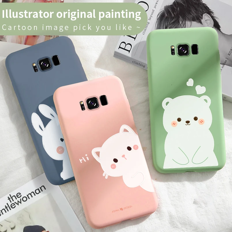 Милый чехол из жидкого силикона с картунами для Samsung Galaxy S8 S9 S10 Plus прозрачный чехол Funda Capas on.